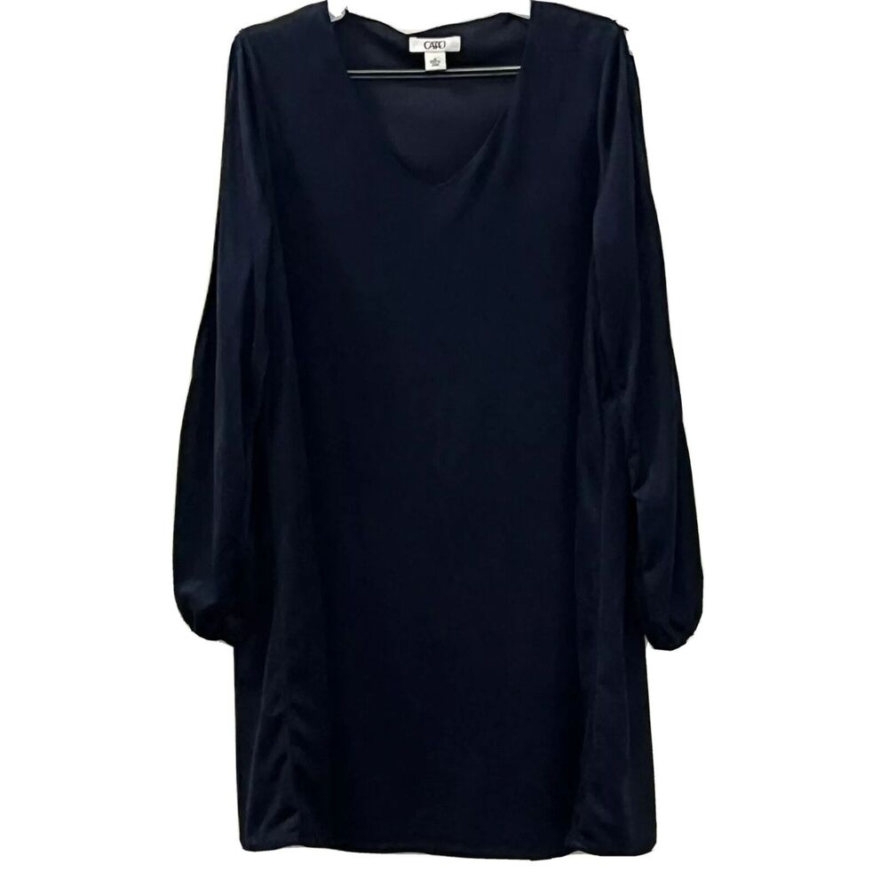 Cato Womens Blue Velvet Short Dress Cold Shoulder Long Sleeve Dress Size Medium